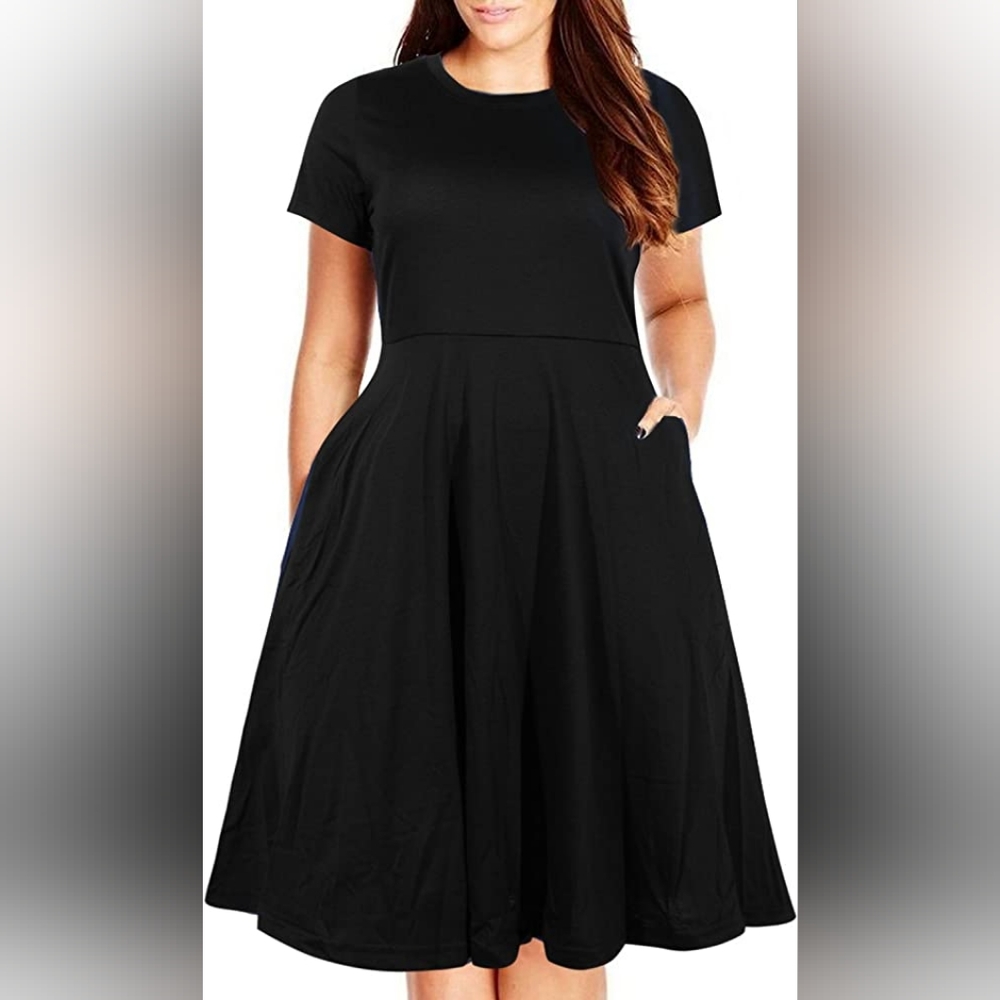 Nemidor Women's Fit and Flare Midi Dress with Pockets Size 26